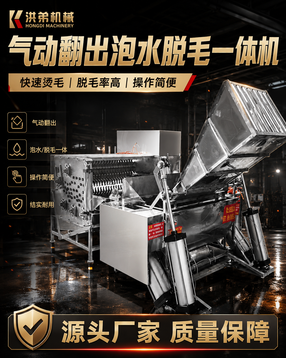 Pneumatic Turnover Scalding Dehairing Machine